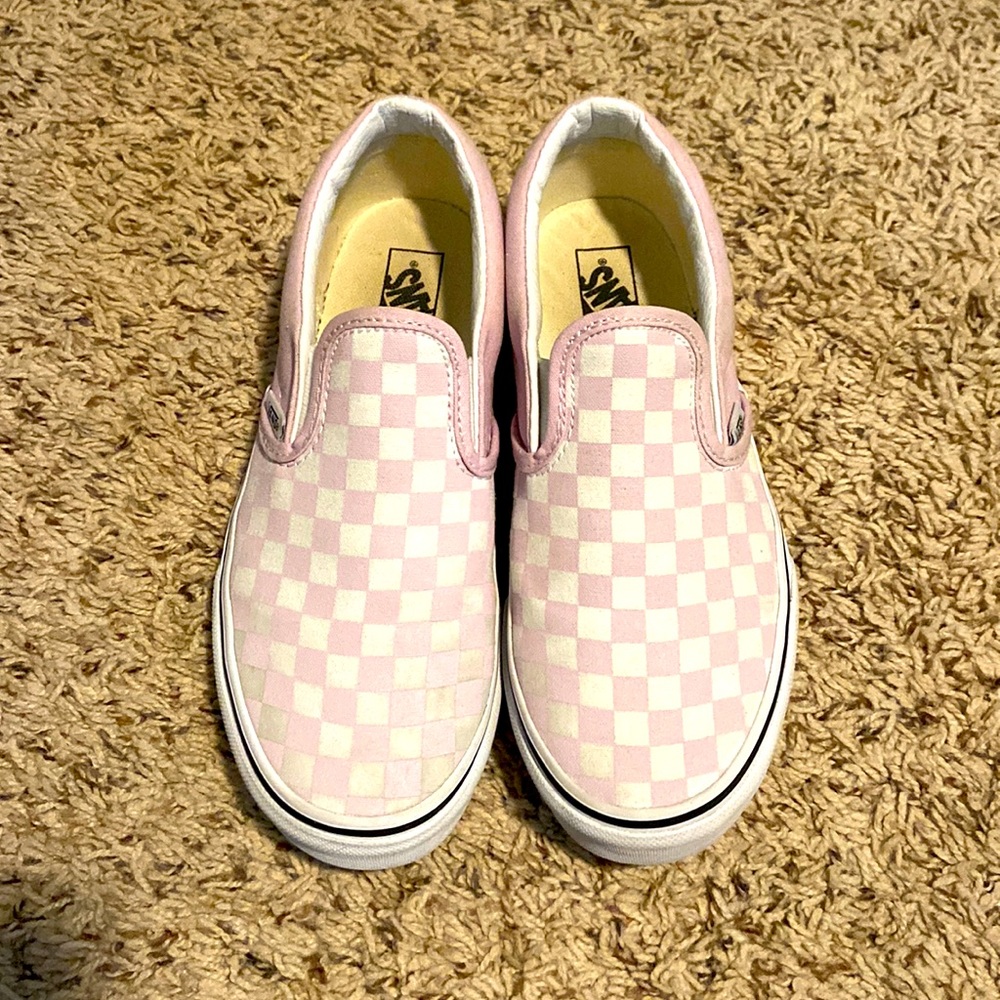 Girls Pink Checkered Vans (Kids 5 or Womens 6.5/7)